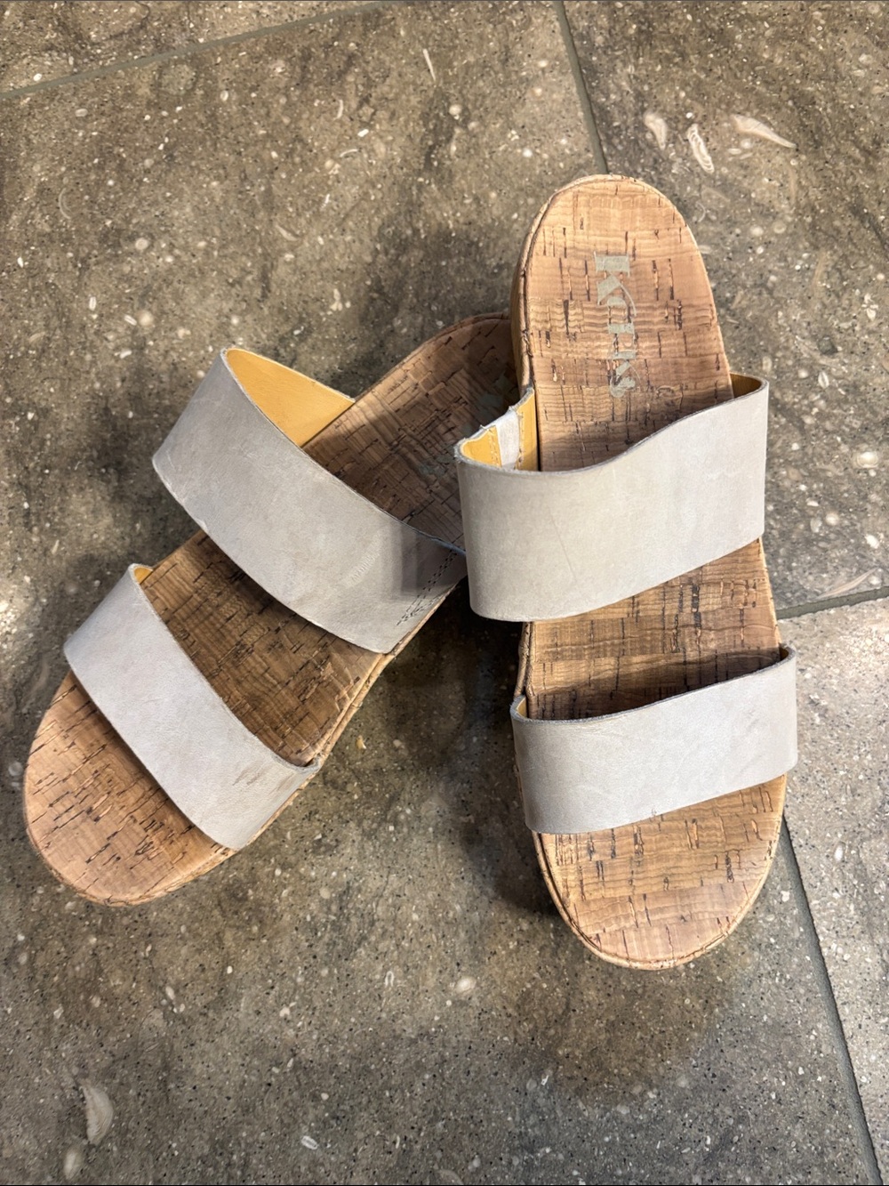 Korks leather sandals, 8.5, cream